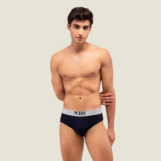 Navy Blue Brief with Silver Waistband