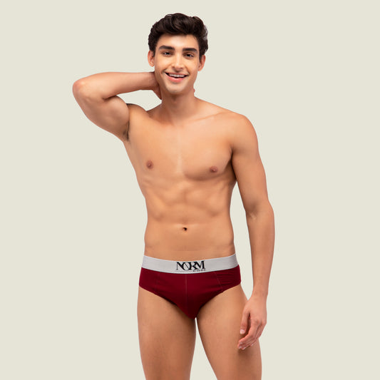 Maroon Brief with Silver Waistband