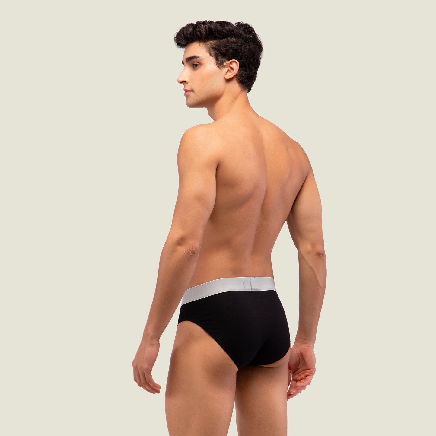 Black Brief with Silver Waistband