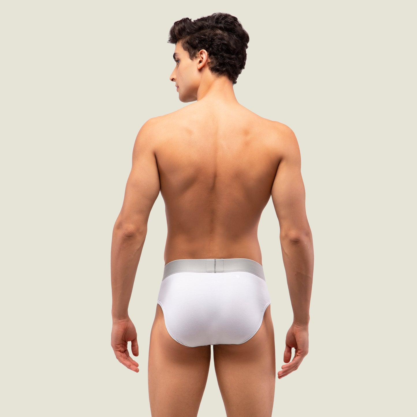 White Brief with Silver Waistband
