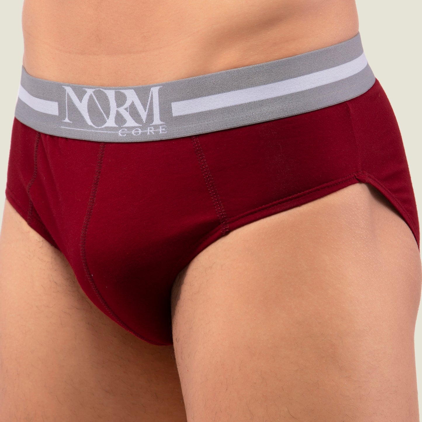 Maroon Brief with Grey Waistband