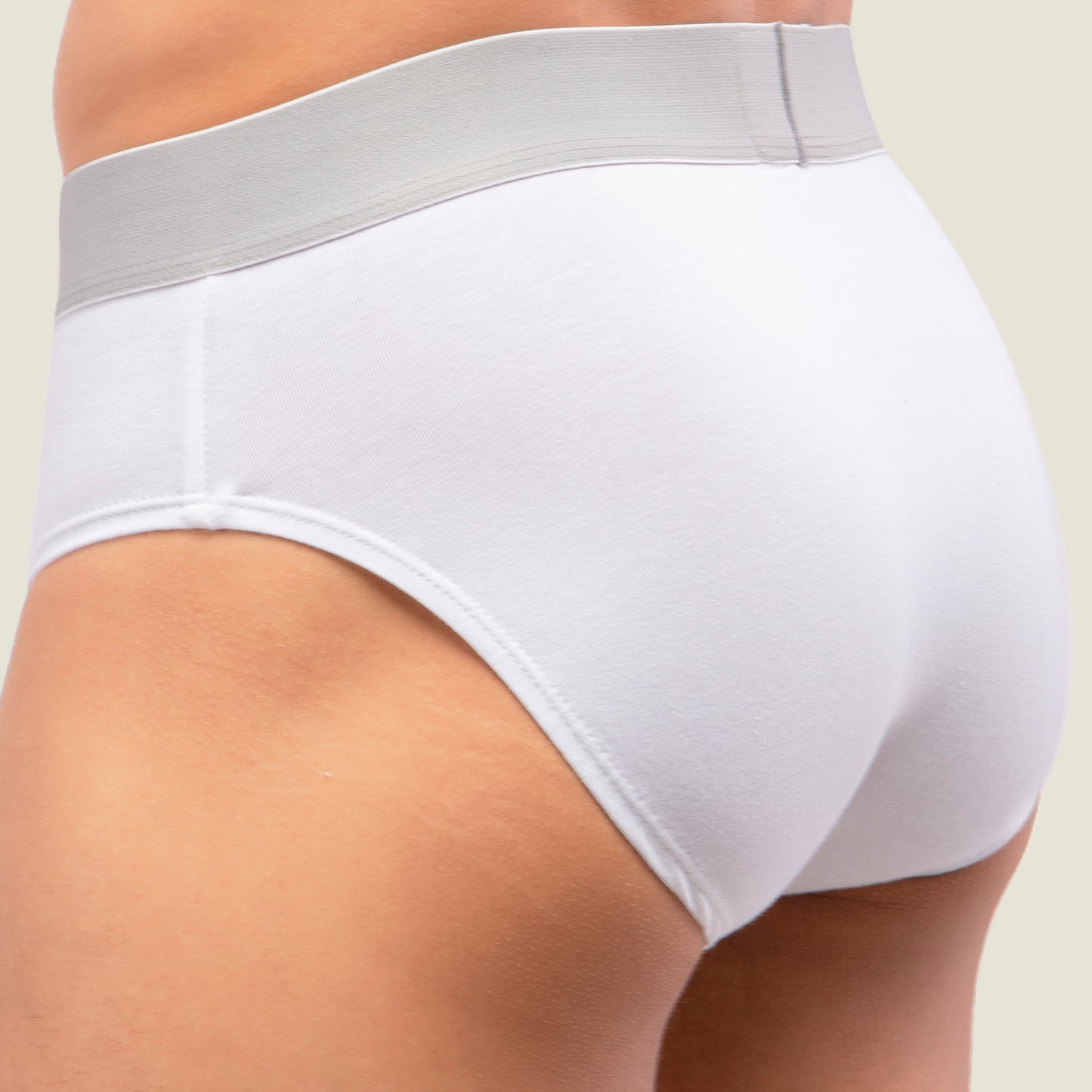 White Brief with Silver Waistband