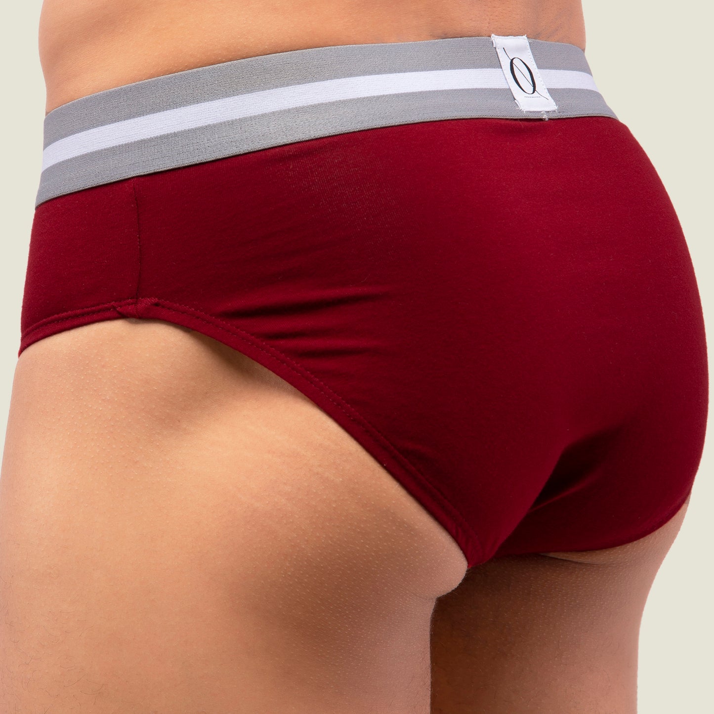 Maroon Brief with Grey Waistband