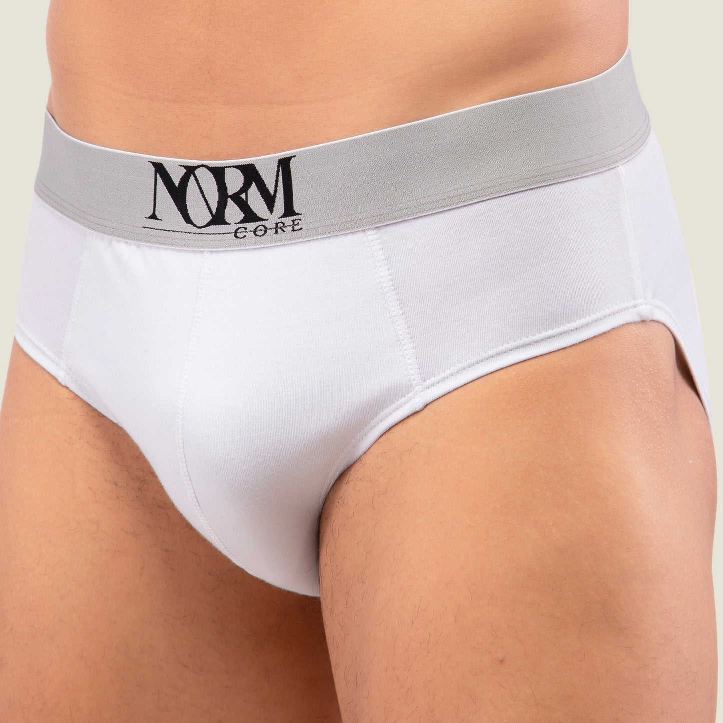 White Brief with Silver Waistband