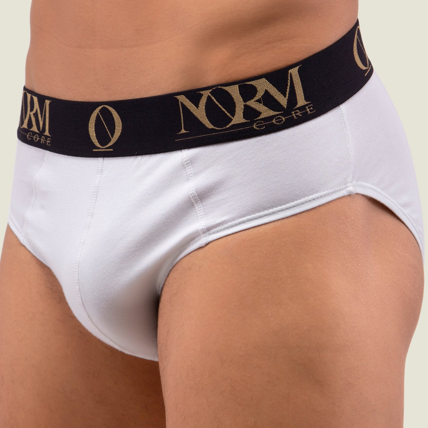 White Brief with Gold Waistband