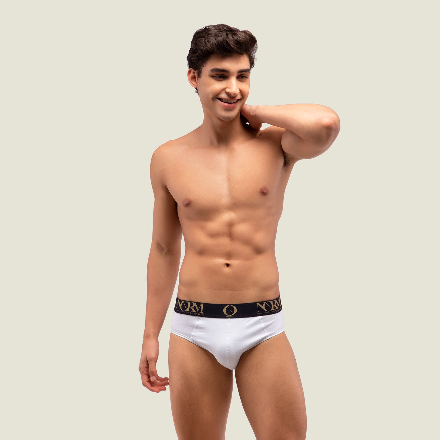 White Brief with Gold Waistband