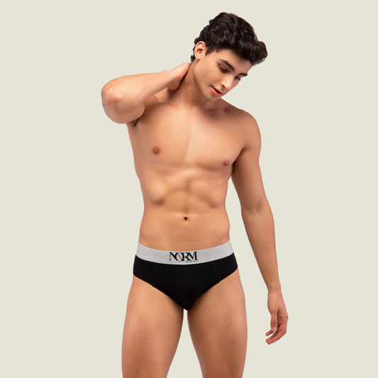 Black Brief with Silver Waistband