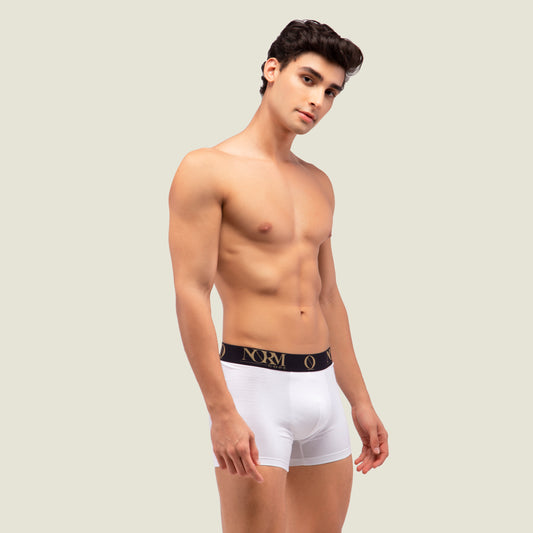 White Trunk with Gold Waistband