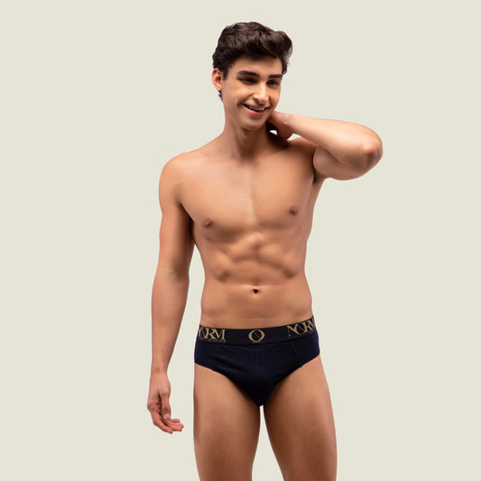 Navy Blue Brief with Gold Waistband