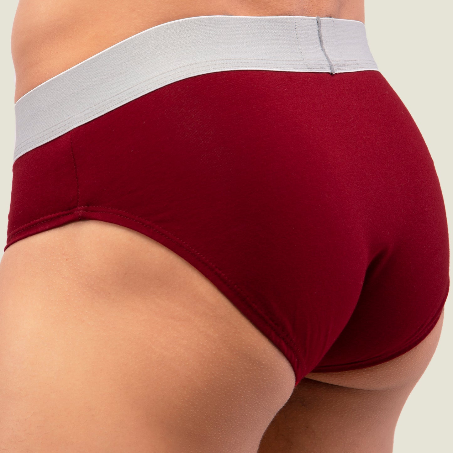 Maroon Brief with Silver Waistband